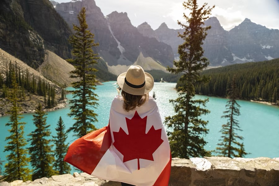Lady with Flag of Canada